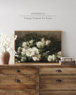 InSimSea Framed Canvas Wall Art Vintage Decor, Room Decor White Roses Still Life Paintings Canvas Print, Mid Century Modern Decor for Living Room, Bathroom Farmhouse Kitchen, 16