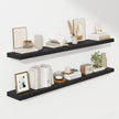 Fun Memories 66 Inch Fireplace Mantel Shelf with Invisible Bracket, 8 Inch Deep Floating Shelf for Living Room, Kitchen, Farmhouse, Black (2-Pack)
