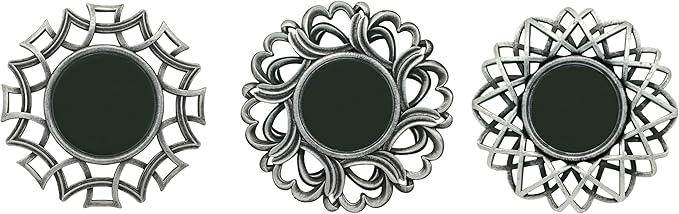 Retro Silver Mirrors for Wall Pack of 3. Round Mirrors. Decorative Mirrors.Wall Mirrors for Decor Home DecorPlastic Frames.Glass Mirrors.Make Old Silver Color.