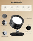 LED Wall Mounted Lights, Rechargeable Wall Sconces Lamp, 3 Color Temps & Remote and Touch, 360°Rotation Dimmable Cordless Wall Light for Study Bedroom Reading Bedside(Black, 2 Pack)