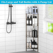 4 Tier Floor Standing Corner Shower Caddy Organizer Shelf with Hooks, Bathroom Shelves Stand Rack, Bronze