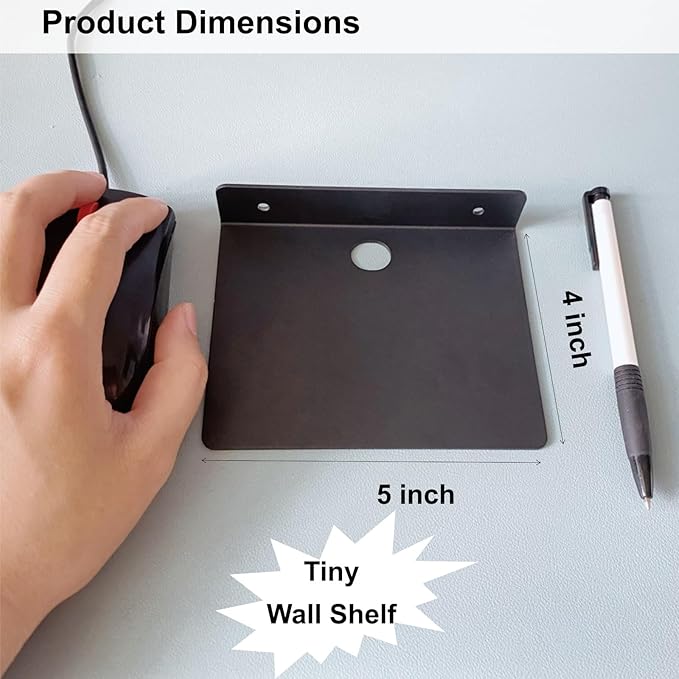 Small Shelf for Wall, 5 Inch, Metal Floating Shelves for Echo, Cameras, Small Speaker, Compatible with Sonos One/Sonos One SL/Echo Spot Wall Mount Shelves (Black 2pcs)