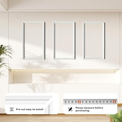 PALMPOP Peel and Stick Wall Molding Kit of 3 Frames,Premade Accent Wainscoting Panels, Ready to Molding Trim for Living Room Bedroom Corridor Home Interior Wall Panel Decor (24x16in)