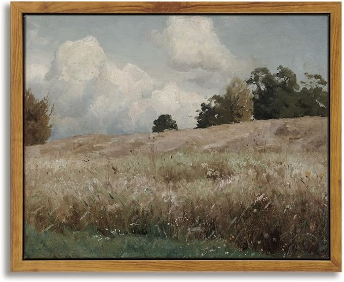 InSimSea Framed Canvas Wall Art Vintage Decor, The Vast Grassland Framed Wall Art Room Eclectic Decor, Canvas Wall Art for Living Room, Bedroom Home Bathroom, 8