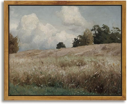 InSimSea Framed Canvas Wall Art Vintage Decor, The Vast Grassland Framed Wall Art Room Eclectic Decor, Canvas Wall Art for Living Room, Bedroom Home Bathroom, 8"x10"