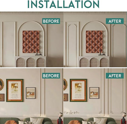 French Style 3D Floral PVC Panels - 6.1INx6.1IN.Self-Adhesive Corner Molding for DIY Wainscoting & Furniture Decor (2PCS,White) (Black)