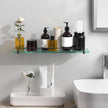 20 Inches Glass Shelves for Bathroom, Matte Black Floating Glass Shelf Stainless Steel Tempered Glass Bathroom Shelves for Wall Mount Modern