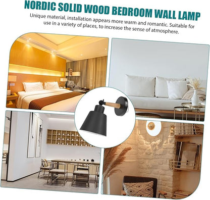 Nordic Modern Wall Light Decor Elegant Black Wood Bedroom Sconce Simple Chic Hanging Lamp for Corridor Balcony and Living Room Minimalist Nordic Style Lighting