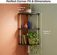 3-Tier Corner Floating Shelves with Aesthetic Greenery & Fairy Lights - Premium Wood-Textured Boho Wall Hanging Shelf - Stable L-Bracket Support for Home Decor, Office & Small Spaces