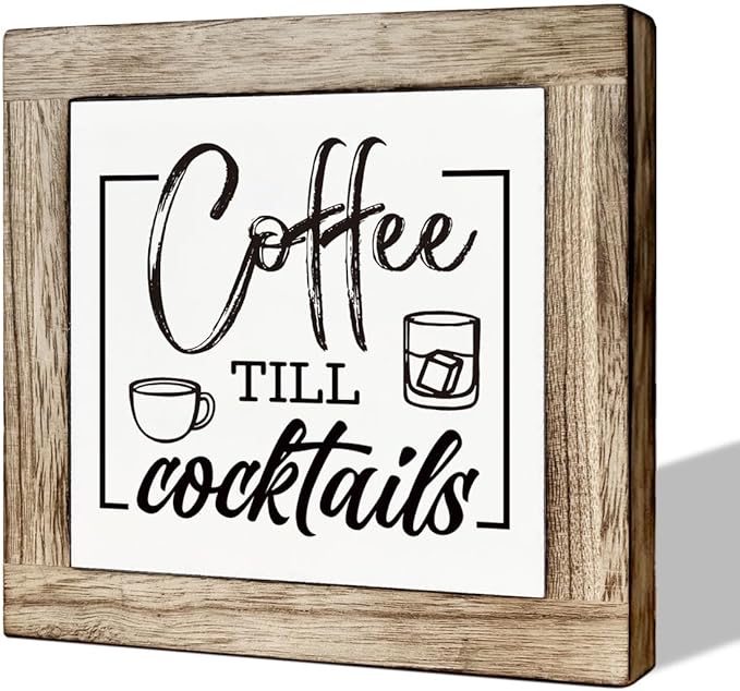 Rustic Coffee Bar Sign - Wooden Block Set, Perfect for Home or Kitchen Decor, Coffee Lover Gift
