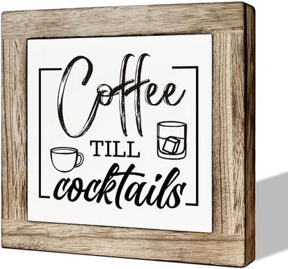 Rustic Coffee Bar Sign - Wooden Block Set, Perfect for Home or Kitchen Decor, Coffee Lover Gift