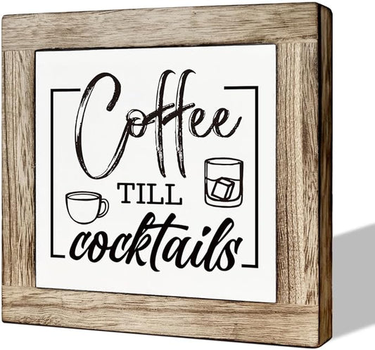 Rustic Coffee Bar Sign - Wooden Block Set, Perfect for Home or Kitchen Decor, Coffee Lover Gift