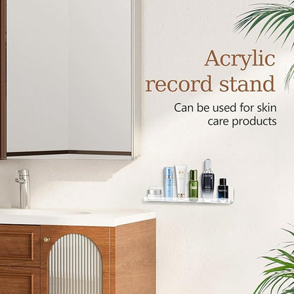 6 Pack 12Inch Vinyl Wall Mount Shelves, Crystal-Clear Acrylic Floating Wall Shelves, Vinyl Holder, Record Storage, Wall Display, Magazine Holder, Album Display