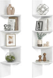 VASAGLE Set of 2, Corner Shelves Wall Mount, 4-Tier Floating Corner Bookshelves, Plant Shelves for Bedroom, Living Room, Bathroom, Home Office, Cloud White