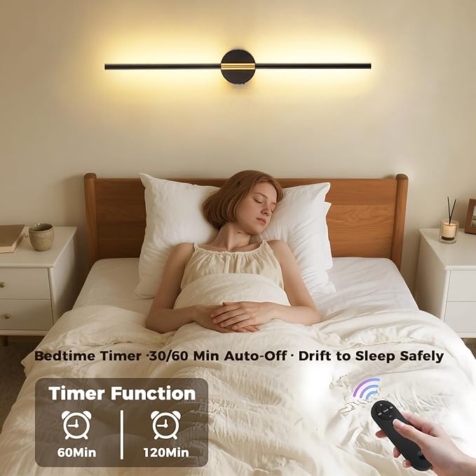 Wireless Wall Sconce Battery Operated Set of 2 - Wireless Peel and Stick wall sconces wall Lamps for Living Room No Drill Lights for Living Room, Bedroom,Staircase & Entryway
