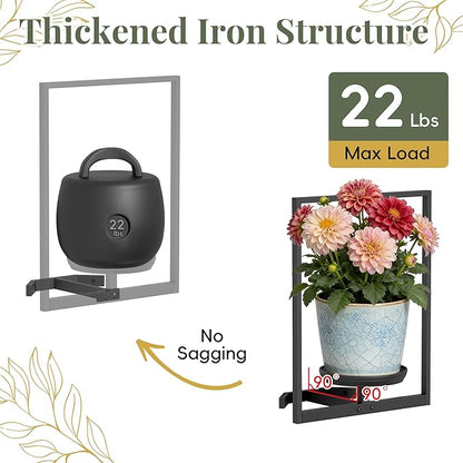 BXF Corner Wall Planters for Indoor Plants, 90 Degree Floating Shelves. Heavy Duty Mounted Holder, Minimalist Hanging Decor. Window Shelf Fits 4-7 Inch Pots (Black, Frame 2 Pack)
