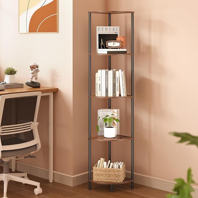 SUNMORY 5 Tier Corner Shelf with LED Light, Industrial 65