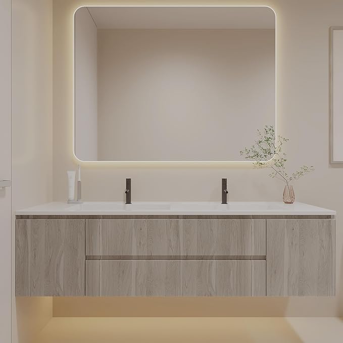 Light Wood Contact Paper for Cabinets Wood Grain Vinyl Wrap Grey Wood Wallpaper Peel and Stick Countertop Covers with Air Guide Slot Design 31.5