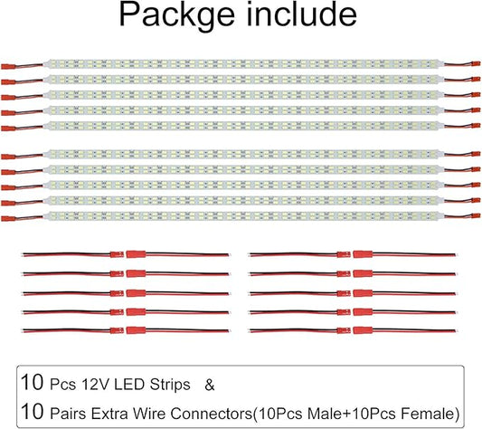 Under Cabinet LED Lighting 10Pack Rigid DC 12V LED Light Strip Light Super Bright Led Bar - Red SMD5630 9W 84LED Double Row 0.5m/20in for Counter,Shelf,TV Back,Showcase