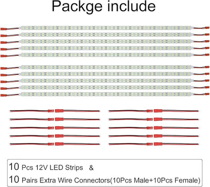Under Cabinet LED Lighting 10Pack Rigid DC 12V LED Light Strip Light Super Bright Led Bar Green SMD5630 9W 84LED Double Row 0.5m/20in for Kitchen Cabinet,Counter,Shelf,TV Back