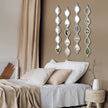 BBTO Teardrop Mirror Wall Decor Decorative Mirror Rustic Crush Diamond Mirrors Wall Farmhouse Long Art for Bathroom Bedroom Entryway Apartment Living Room(Silver,4 Pcs)