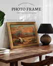 VIYYIEA Gold Small Framed Canvas Art, Vintage Western Desert Landscape Art Prints,12x16Inch, Retro Southwest Cowboy Bull Skull Decor for Home Bedroom Living Room Office Shelf, Cozy Brown Decor