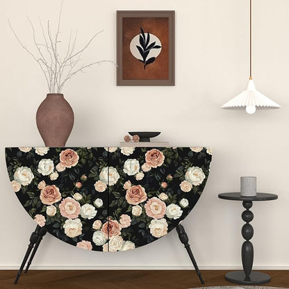 Pink White Rose Peony Wallpaper Peel and Stick Black Floral 17.5in x 118in Vintage Flower Contact Paper Boho Vinyl Waterproof Self Adhesive Flower Botanical Wall Paper for Bathroom Cabinet Décor