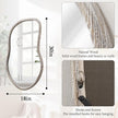 Asymmetrical Mirror Irregular Wall Mirror Farmhouse Wood Asymmetrical Mirrors for Wall Unique Art Mirrors for Bathroom Entryway Bedroom Living Room Rustic White