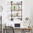IBUYKE Industrial Pipe Shelf,40.5 inches Wall Mount Bookcase,3-Tier Wall Shelf with Towel Bar,Rustic Iron Pipe Floating Shelvesfor Bedroom,Kitchen,Living Room,Bathroom URF-TM015