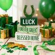 St. Patrick’s Day Decorations - St Patrick Day Lucky Horseshoe Tiered Tray Decor Set - Wooden Tabletop Decoration - Rustic Farmhouse Holiday Home Decor for Indoor Shelf Mantel Coffee Table Gift