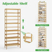 Bamboo Rack, Adjustable Bamboo Shelf, Stand Utility Storage Shelf Multifunctional Bathroom Kitchen Living Room Holder Plant Flower Stand (6-Tier)