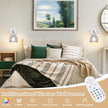 Vintage Battery Operated Wall Sconce, Smoky Gray Tulip Glass Lampshade Wireless Rechargeable Battery Powered LED Wall Light with Remote Dimmable for Bedside Bedroom Living Room, Silver, Set of 2