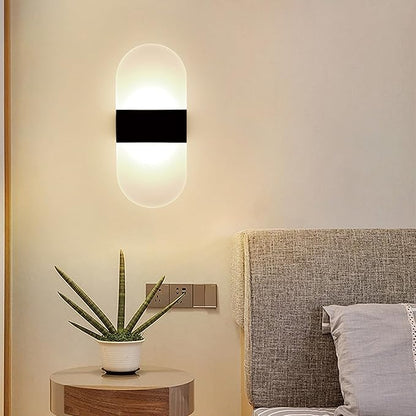 Modern Wall Sconces,2 PCS Acrylic LED Wall Lamps for Living Room Bedroom Hallway,Rechargeable USB Battery Operated,Adjustable Light,Bedside Lights,Touch Control Switch Warm Light(Arc-Shaped)