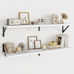 Floating Shelves, 8 Inch Deep Rustic Wood Wall Storage, 36W x 8D Wall Shelves Set of 2, Heavy Duty Metal Brackets, Industrial Book Shelf for Living Room, Kitchen, Bathroom, Bedroom, White