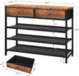 usikey Shoe Rack, 4 Tier Shoe Storage Organizer with 2 Drawers, Metal Shoe Shelf for 12-15 Pairs of Shoes, with 3 Oxford Fabric Shelves and Wooden Top, Shoe Stand for Entryway, Rustic Brown UNYXJX008F