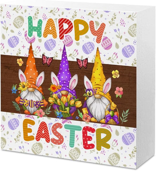 Easter Decorations Indoor Easter Party Gnomes Decorations Farmhouse Easter Gnomes Sign for Home Room Badroom Bathroom Office Table Mantle Desk Decor