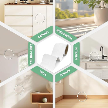 Peel and Stick Wallpaper Borders 390” x 2.36” Self Adhesive Mirror Frame Border Wood Grain DIY for Kitchen Bathroom Mirror Removal Border Sticker Wall Decor Cover 6.4 Sq.Ft, White Wood