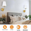 Antique Brass Hardwired Wall Sconce Set of 2 - Gold Finish with White Fabric Shades，Bedroom Lighting, Living Room, Farmhouse, Fireplace, Hallway, Bedside Lamp,Bathroom Wall Lights