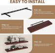 Fun Memories Rustic Real Wood Floating Shelves, 8 Inch Deep Floating Shelf Wall Mounted, 36