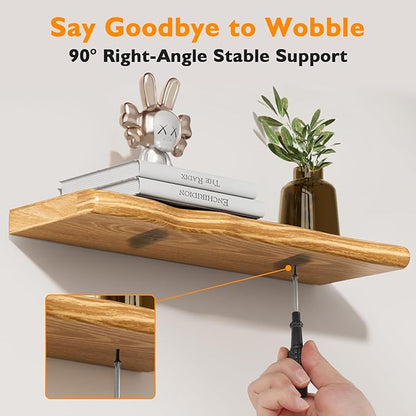 Floating Shelves for Wall Rustic Farmhouse 55 Inch Floating Shelf Bathroom Wooden Shelves for Wall Mounted Live Edge Pine Shelf with Unique Natural Grain for Living Room Bedroom Kitchen (Natural)
