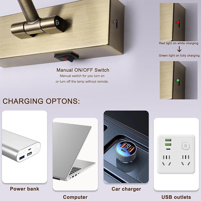 5000mAh Picture Light Battery Operated,15.7In Antique Bronze Wireless Rechargeable Picture Light 3 Colors Dimmable Art Light with Remote Timer for Paintings,Gallery