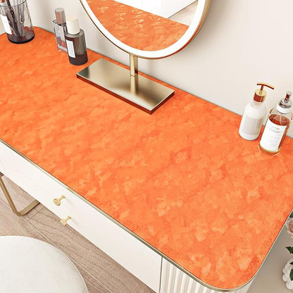 Wallercity Creative Orange Flocking Fabric Contact Paper for Dresser Top Jewelry Box Lining Soft Velvet Peel and Stick Wallpaper for Cabinets Drawers Shelf Liner 15.8''x236'' Felt Wallpapers for Craft