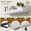 Fun Memories 30Inch Floating Shelves for Wall, 2 Pack Rustic Wood Shelves for Bathroom|Kitchen Wall Mounted Floating Shelf with Invisible Brackets for Books|Storage|Decor,White
