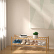 2-Tier Bamboo Long Shoe Rack, Free Standing Wood Shoe Shelf Storage Organizer for Closet Entryway Stackable 35