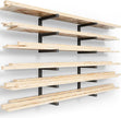YYR Wood Organizer and Lumber Storage Rack Wall Mount, Heavy Duty Metal Shelf with 6-Level Holds Up 1200 LBS, Indoor & Outdoor Use - Black