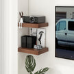 Deep Floating Shelves | 16 Inch Walnut Floating Shelves Set of 2 | 12 Inch Deep Rustic Wood Shelves for Wall | Walnut Shelves for Living Room Bathroom Kitchen Bedroom