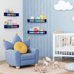 Forbena Wall Book Shelf Organizer for Kids Room Set of 4, Large Floating Book Shelves for Boy Nursery Wall Deocr, 24 Inches Wall Mount Bookshelf for Toddler Child Teen Boys Bedroom (Navy Blue)