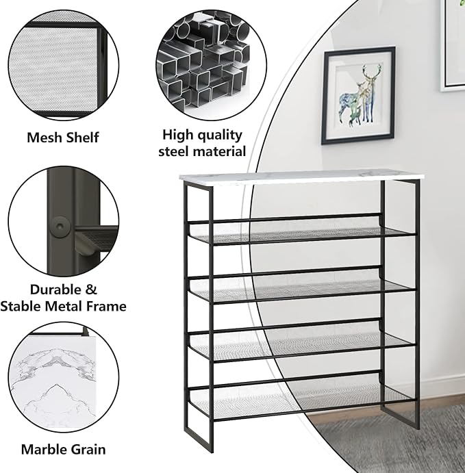 Garden 4 you Shoe Rack for Entryway 5 Tiers 11.8