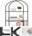 Homhedy Bookshelf Arched Display Racks,Metal Bookcase,Tempered Glass Shelves,Storage Rack Shelf for Home Office,Living Room,Bedroom, Bathroom,Modern Style (Black, 11.8