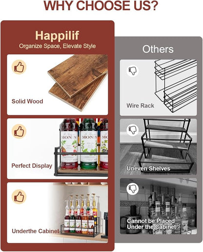 Coffee Syrup Rack Organizer, 2-Tier 10-Bottle Syrup Holder Stand for Coffee Bar & Liquor Display Shelf, Countertop Stand for Coffee Syrups, Wine, Spice, Soda Bar